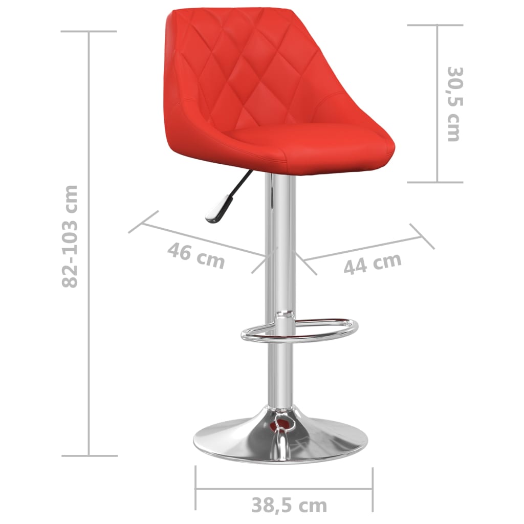 Tabourets de bar lot de 2 rouge similicuir