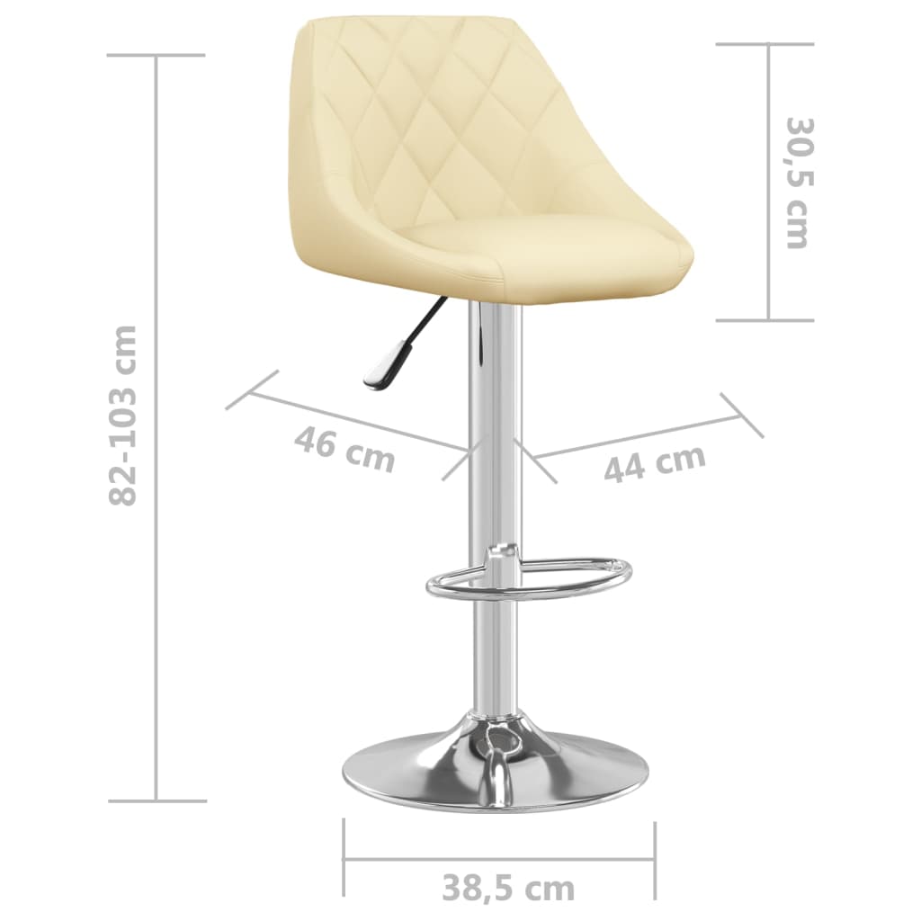 Tabourets de bar lot de 2 crème similicuir