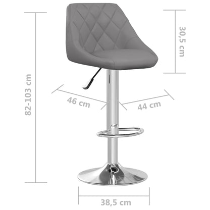 Tabourets de bar lot de 2 gris similicuir