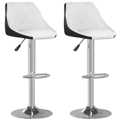 Tabourets de bar lot de 2 blanc et noir similicuir