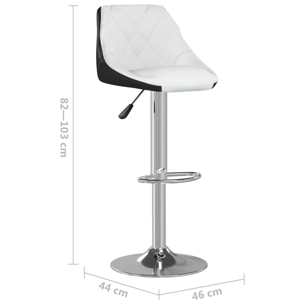 Tabourets de bar lot de 2 blanc et noir similicuir