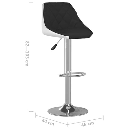 Tabourets de bar lot de 2 noir et blanc similicuir