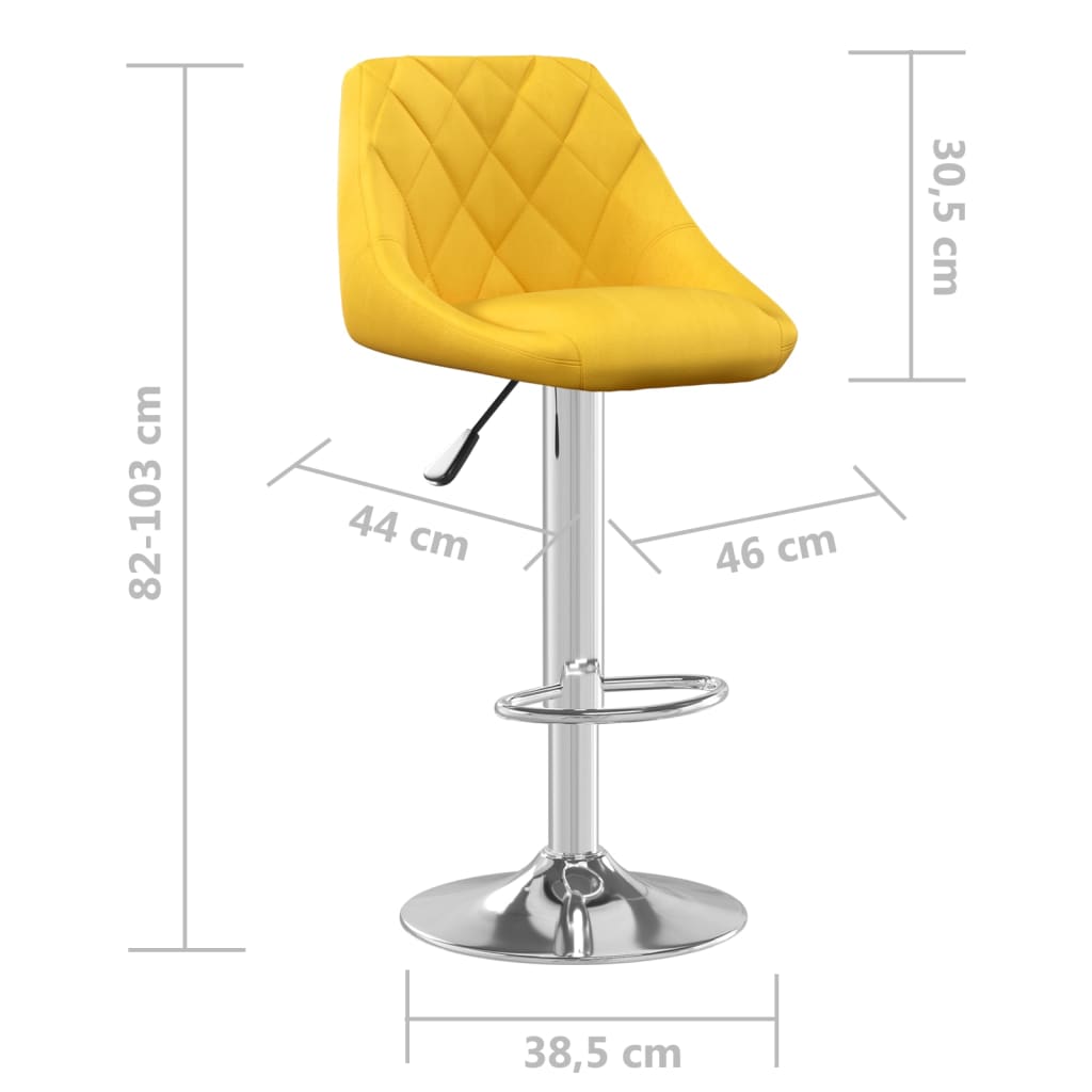 Tabouret de bar Jaune moutarde Velours