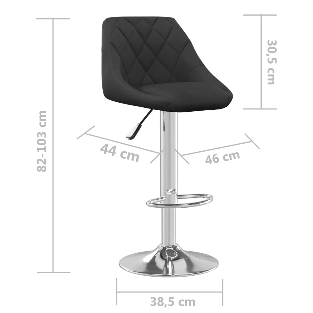 Tabourets de bar lot de 2 noir velours