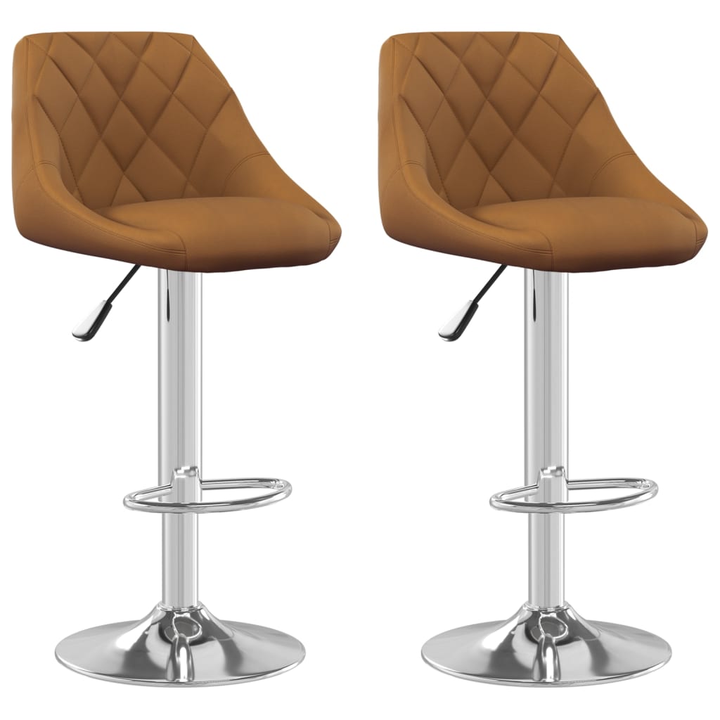 Tabourets de bar lot de 2 marron velours