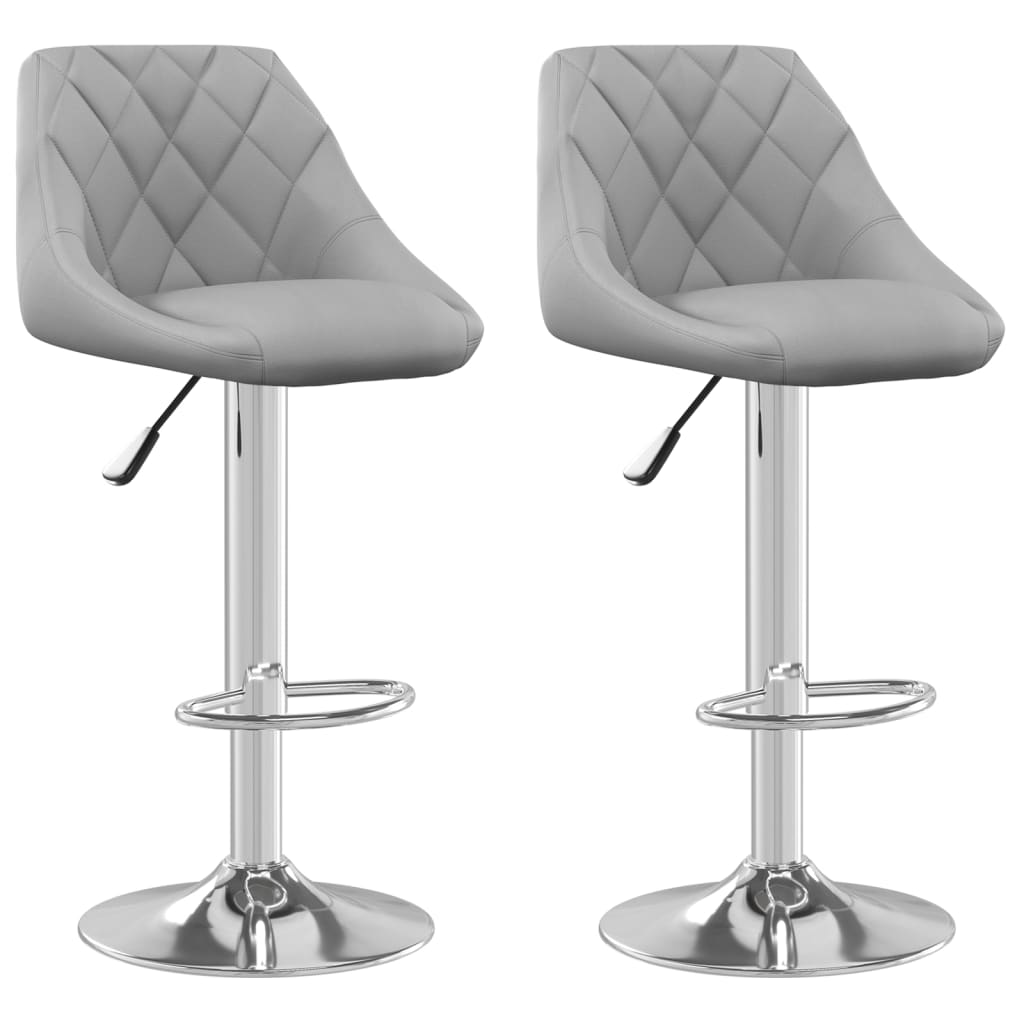 Tabourets de bar lot de 2 gris clair velours