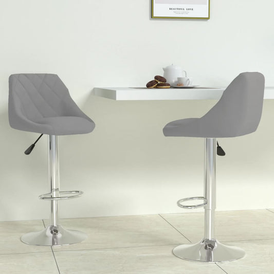 Tabourets de bar lot de 2 gris clair velours