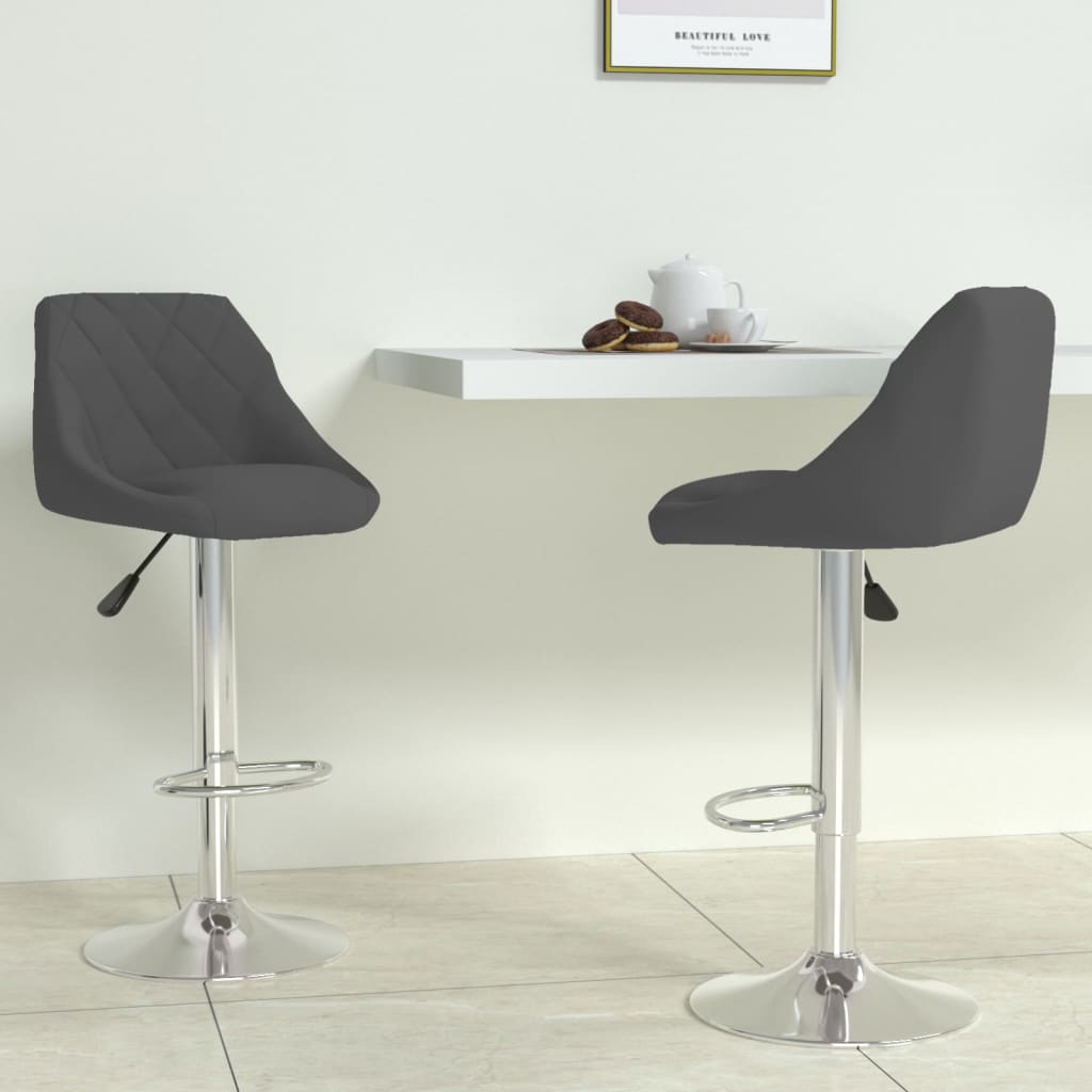 Tabourets de bar lot de 2 gris foncé velours