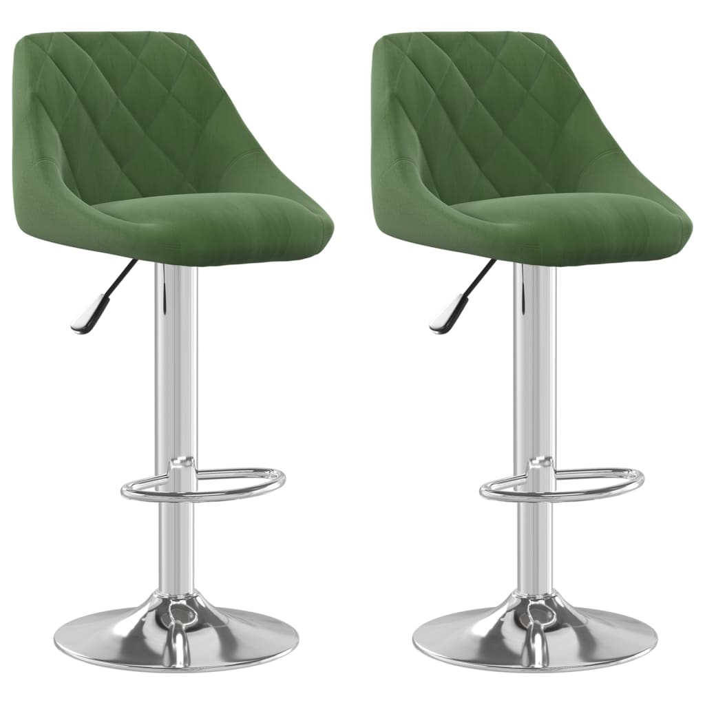 Tabourets de bar lot de 2 vert foncé velours