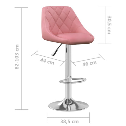 Tabourets de bar lot de 2 rose velours