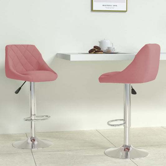 Tabourets de bar lot de 2 rose velours