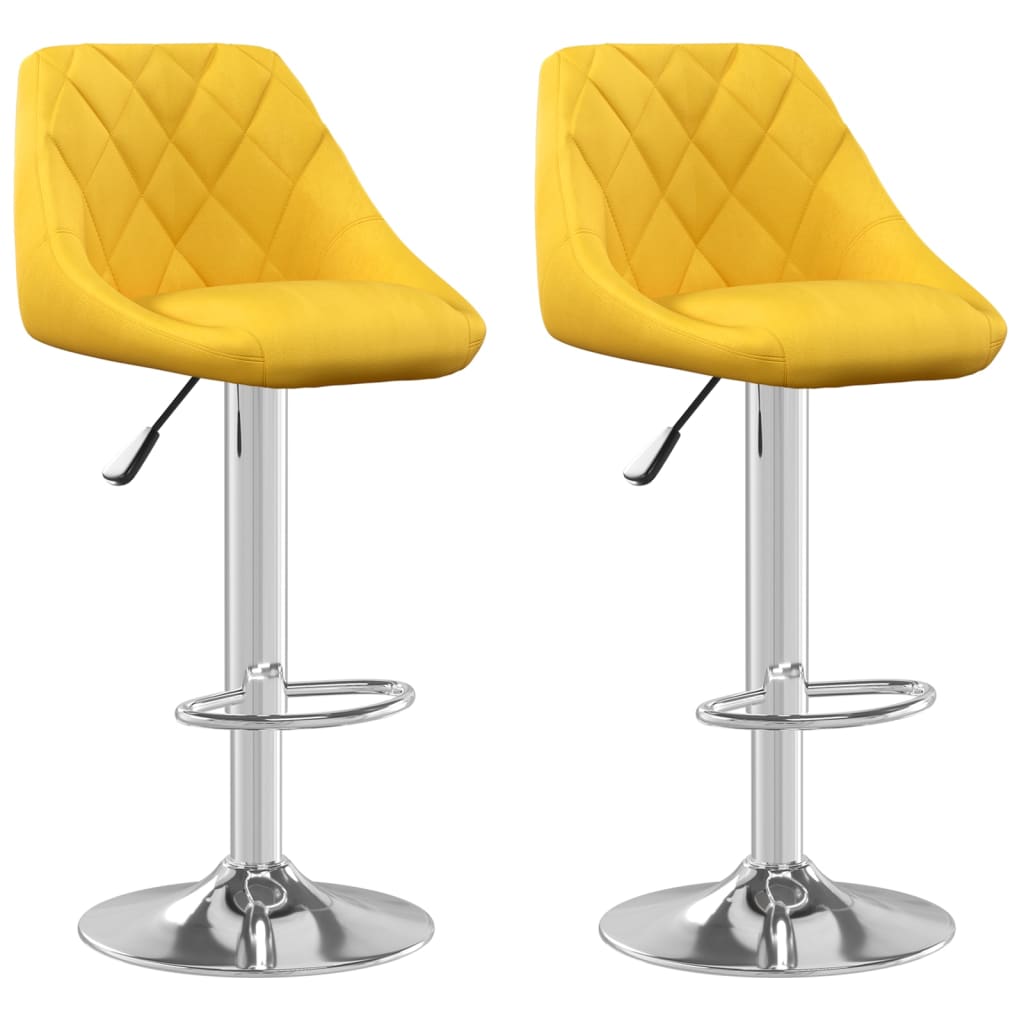 Tabourets de bar lot de 2 jaune moutarde velours