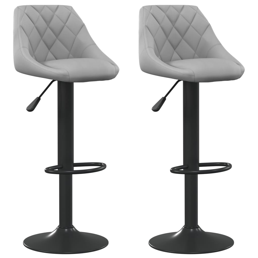 Tabourets de bar lot de 2 gris clair velours