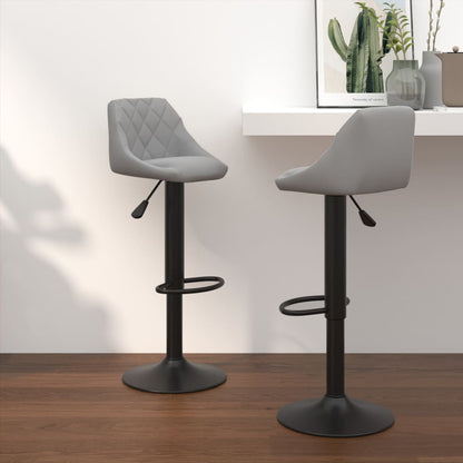 Tabourets de bar lot de 2 gris clair velours