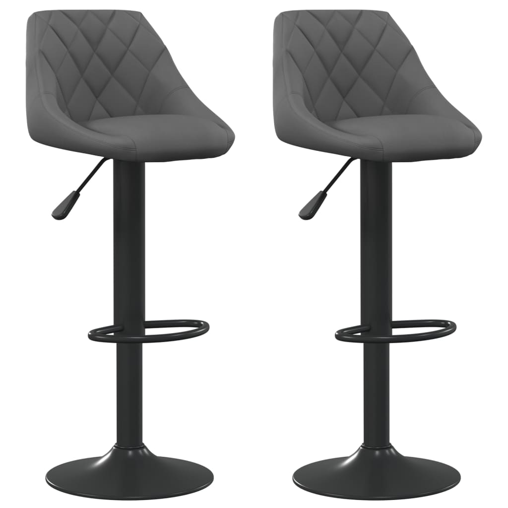 Tabourets de bar lot de 2 gris foncé velours