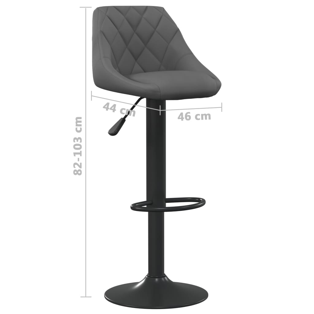 Tabourets de bar lot de 2 gris foncé velours