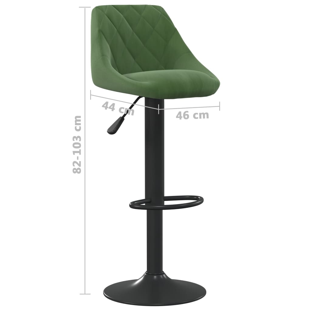 Tabourets de bar lot de 2 vert foncé velours