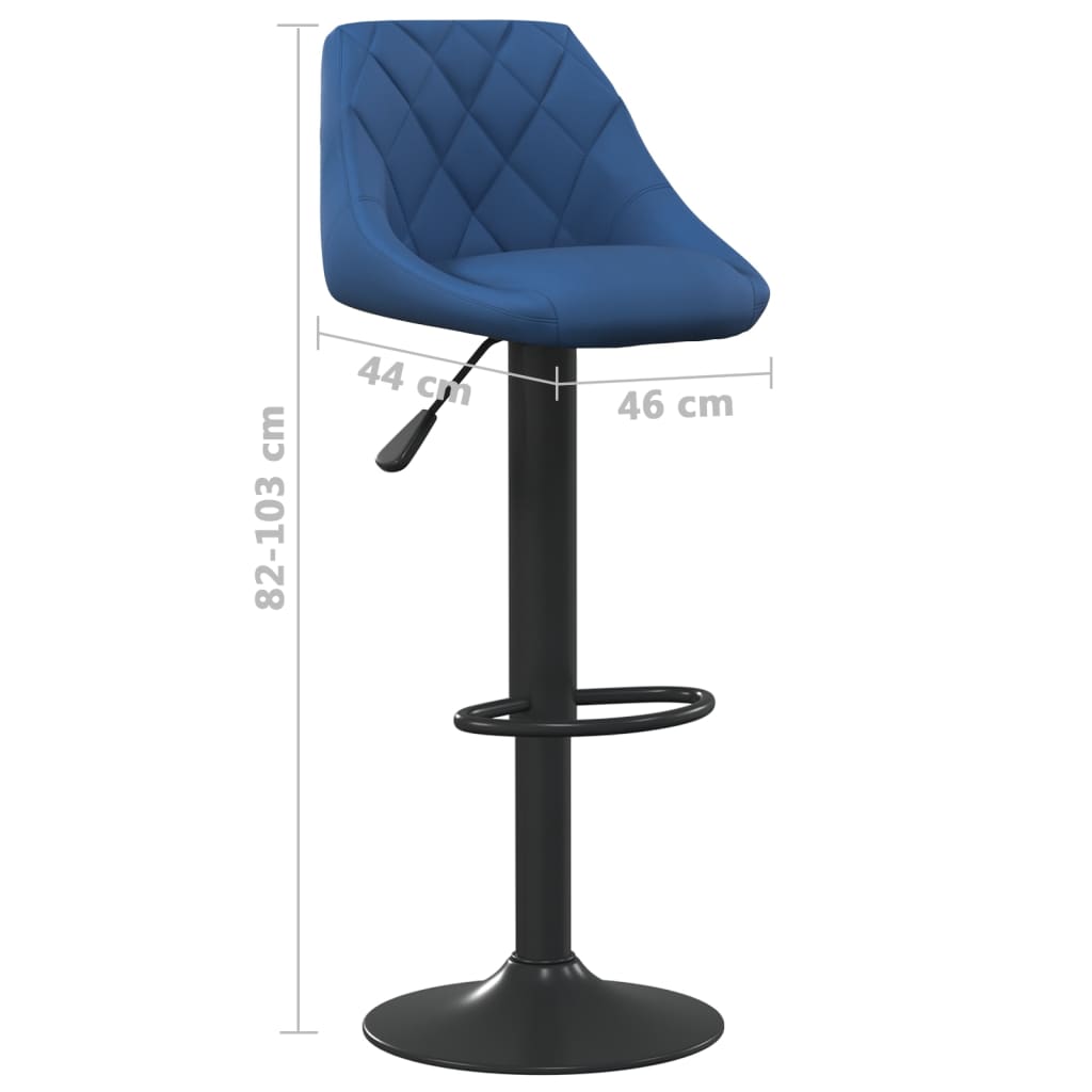 Tabourets de bar lot de 2 bleu velours