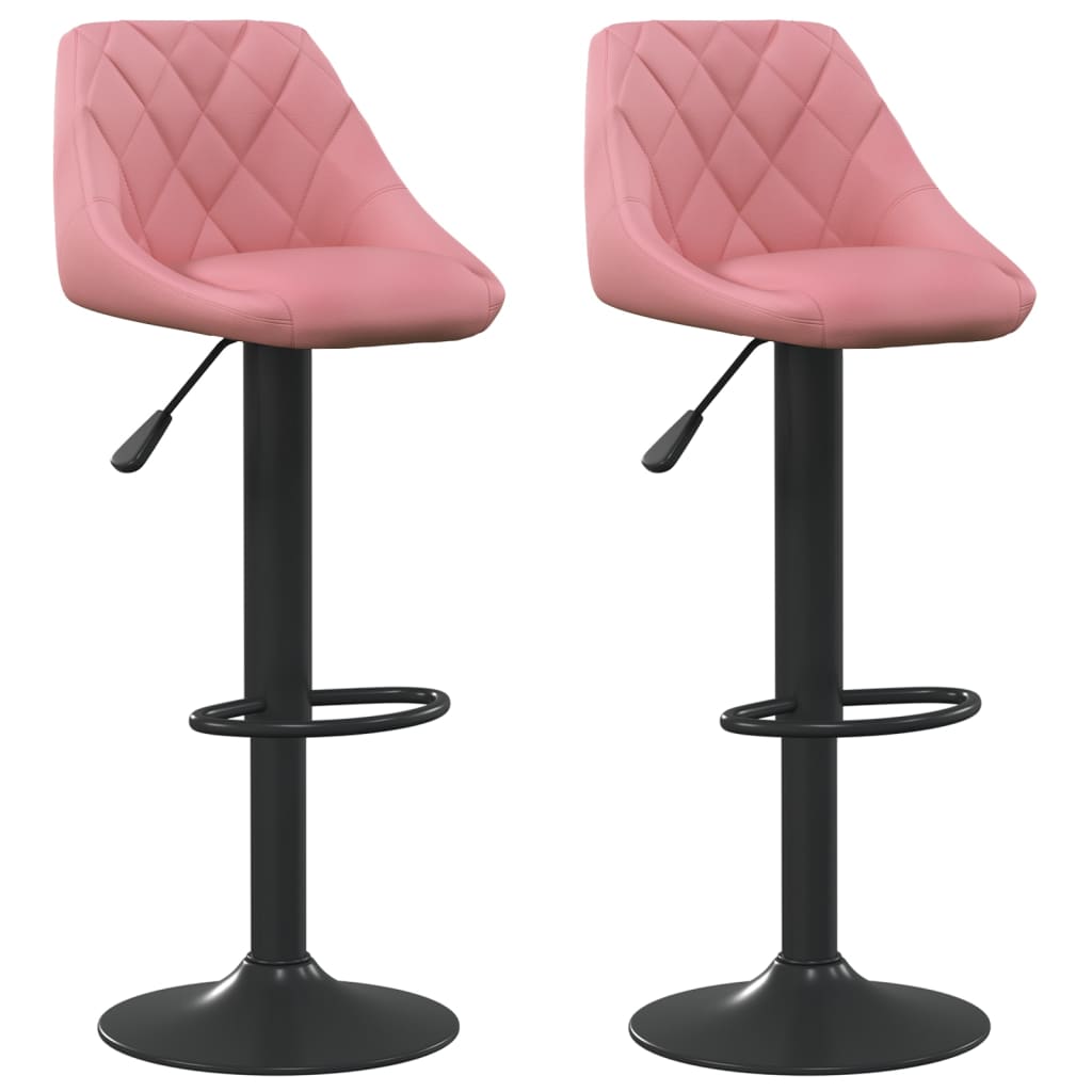 Tabourets de bar lot de 2 rose velours