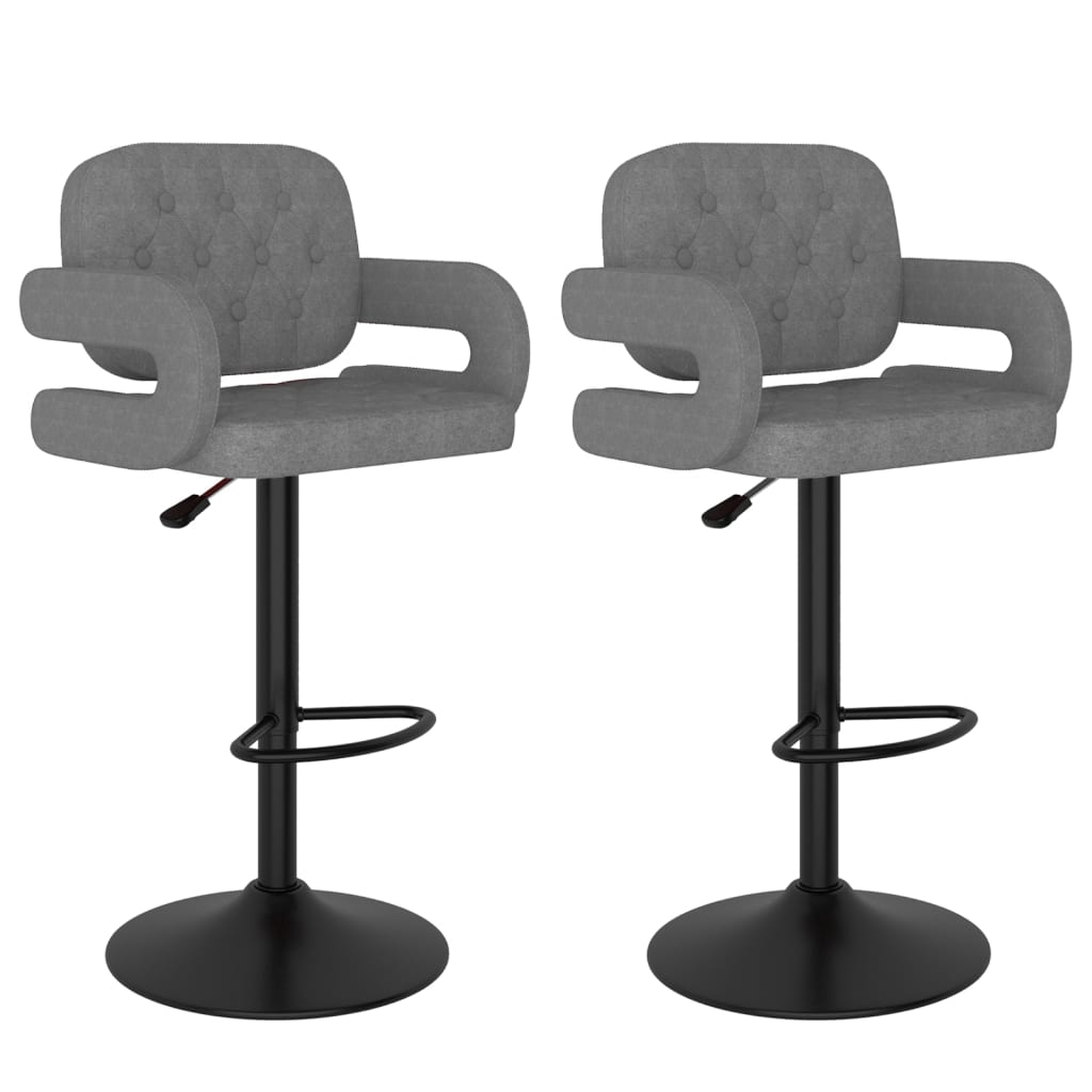 Tabourets de bar lot de 2 gris clair tissu