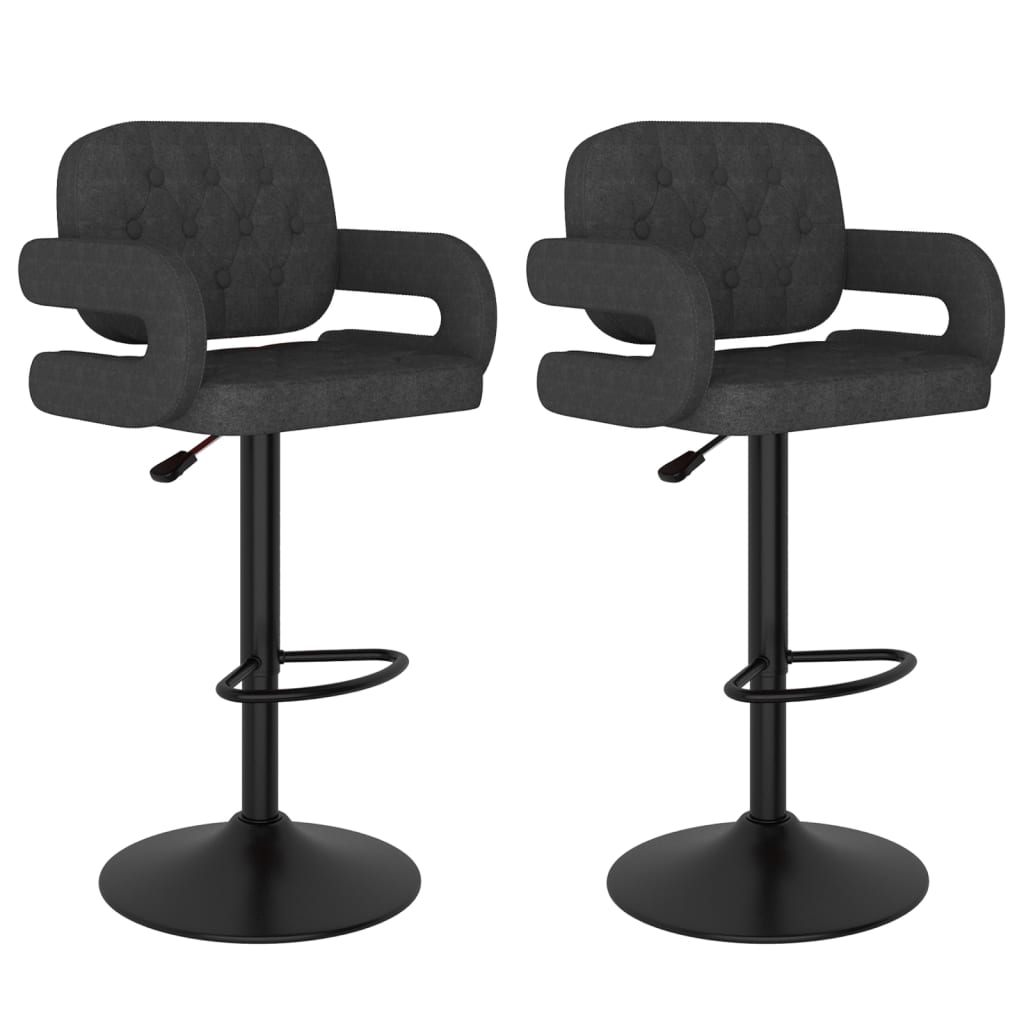 Tabourets de bar lot de 2 gris foncé tissu