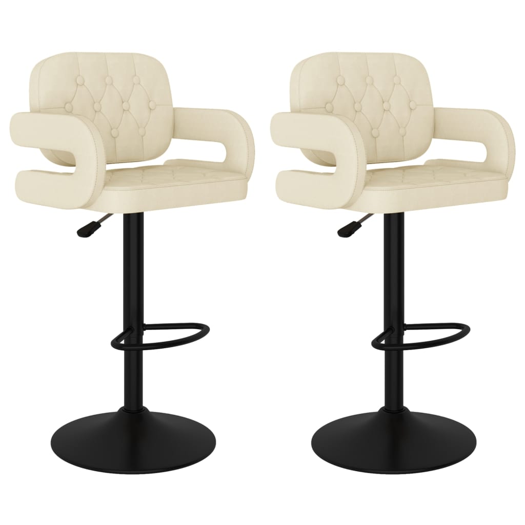 Tabourets de bar lot de 2 crème tissu