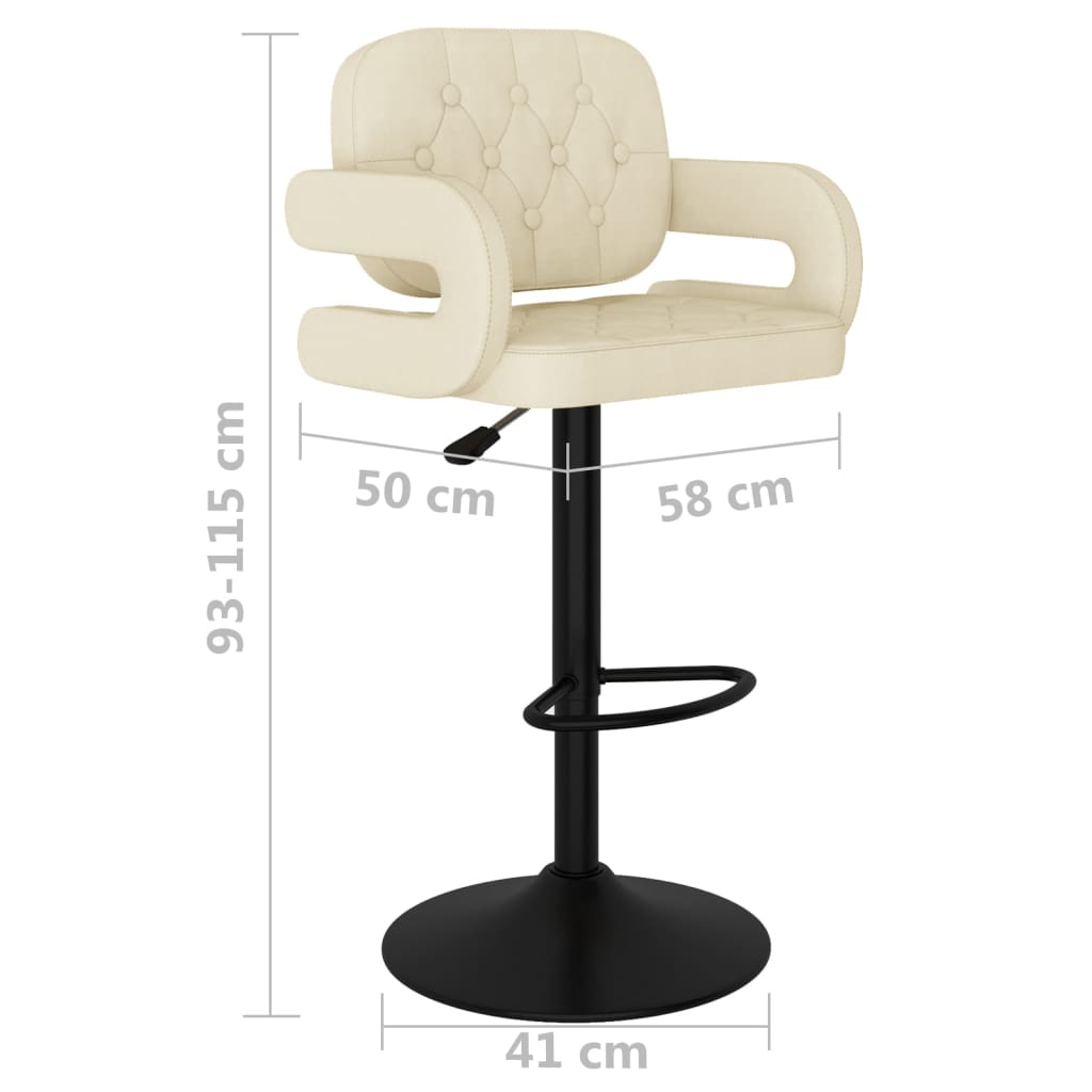 Tabourets de bar lot de 2 crème tissu