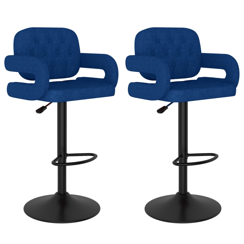 Tabourets de bar lot de 2 bleu tissu