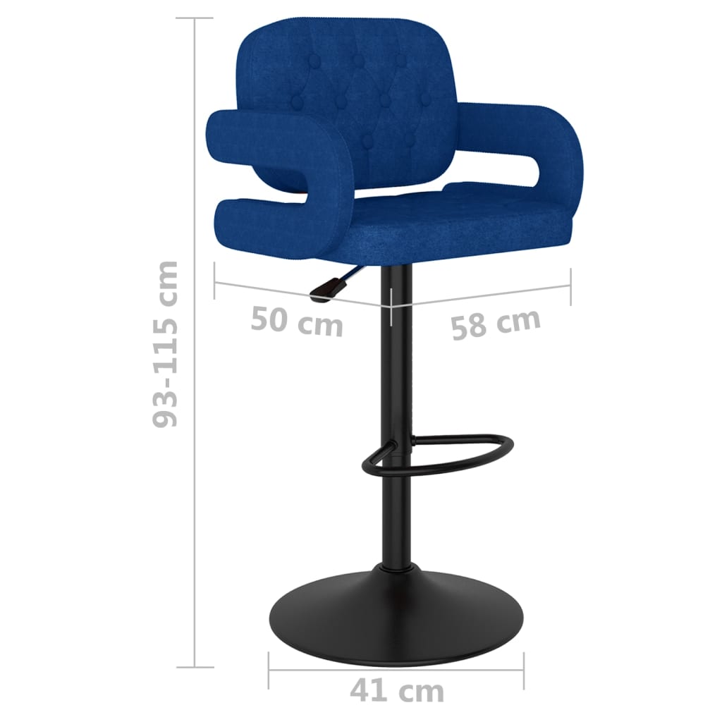 Tabourets de bar lot de 2 bleu tissu