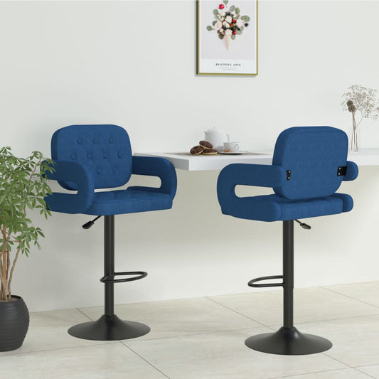 Tabourets de bar lot de 2 bleu tissu