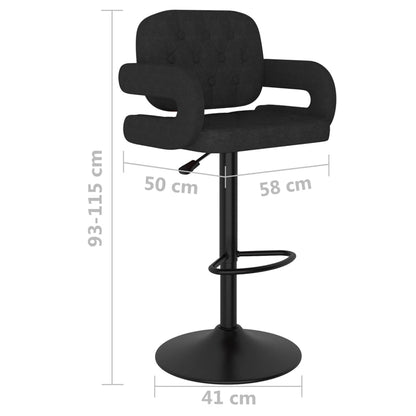 Tabourets de bar lot de 2 noir tissu