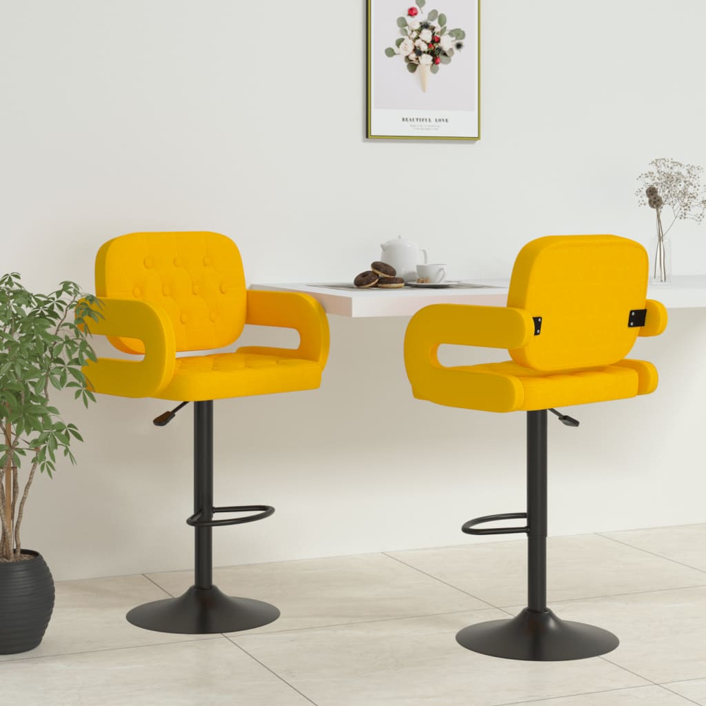 Tabourets de bar lot de 2 jaune moutarde tissu