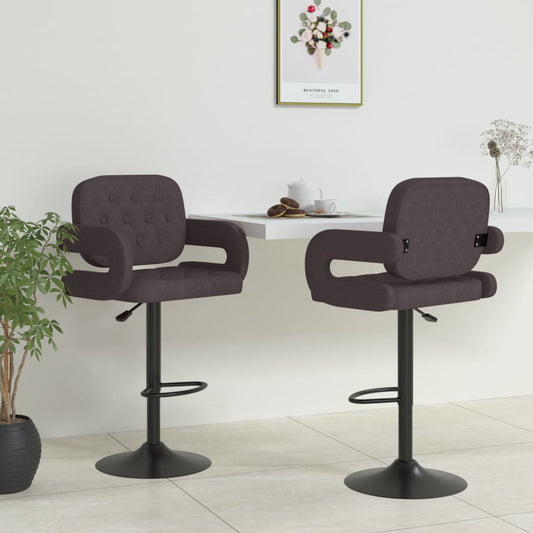 Tabourets de bar lot de 2 taupe tissu