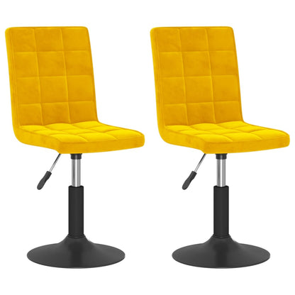 Chaises pivotantes à manger lot de 2 jaune moutarde velours