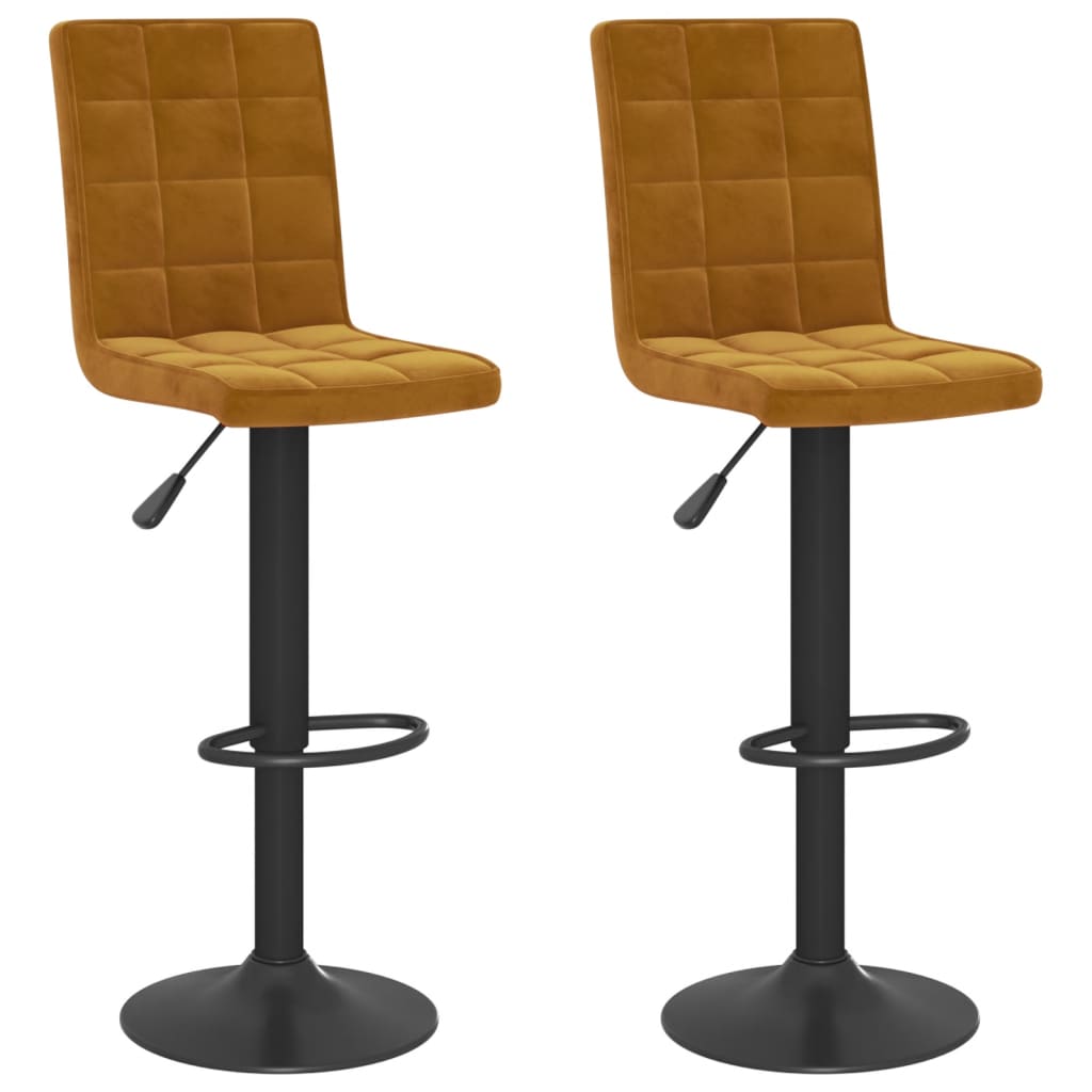 Tabourets de bar lot de 2 marron velours