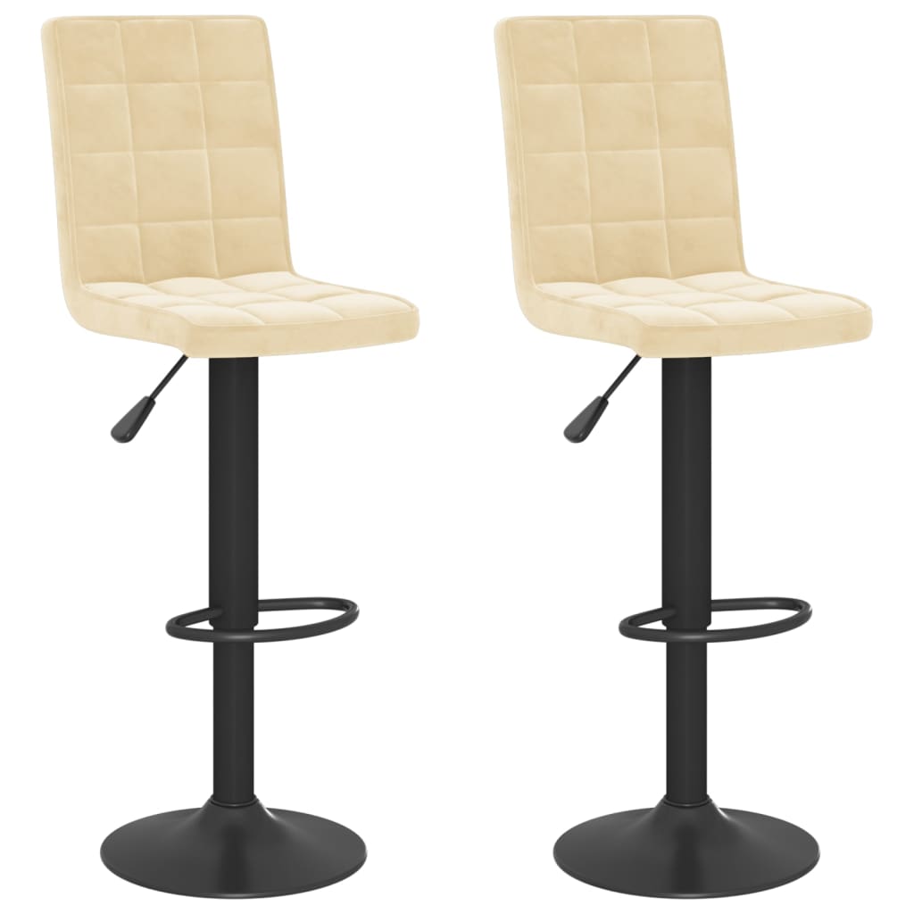 Tabourets de bar lot de 2 crème velours