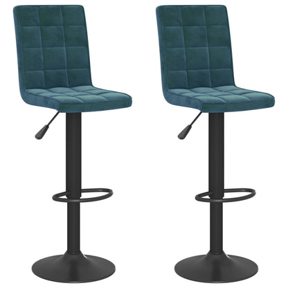 Tabourets de bar lot de 2 bleu velours