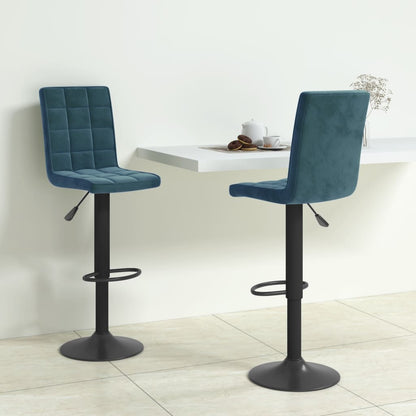 Tabourets de bar lot de 2 bleu velours