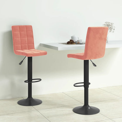 Tabourets de bar lot de 2 rose velours