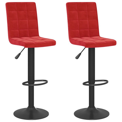 Tabourets de bar lot de 2 rouge bordeaux velours