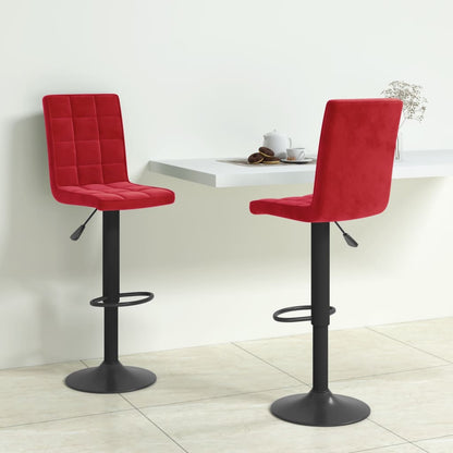 Tabourets de bar lot de 2 rouge bordeaux velours