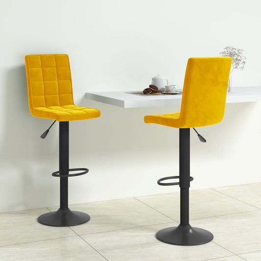 Tabourets de bar lot de 2 jaune moutarde velours