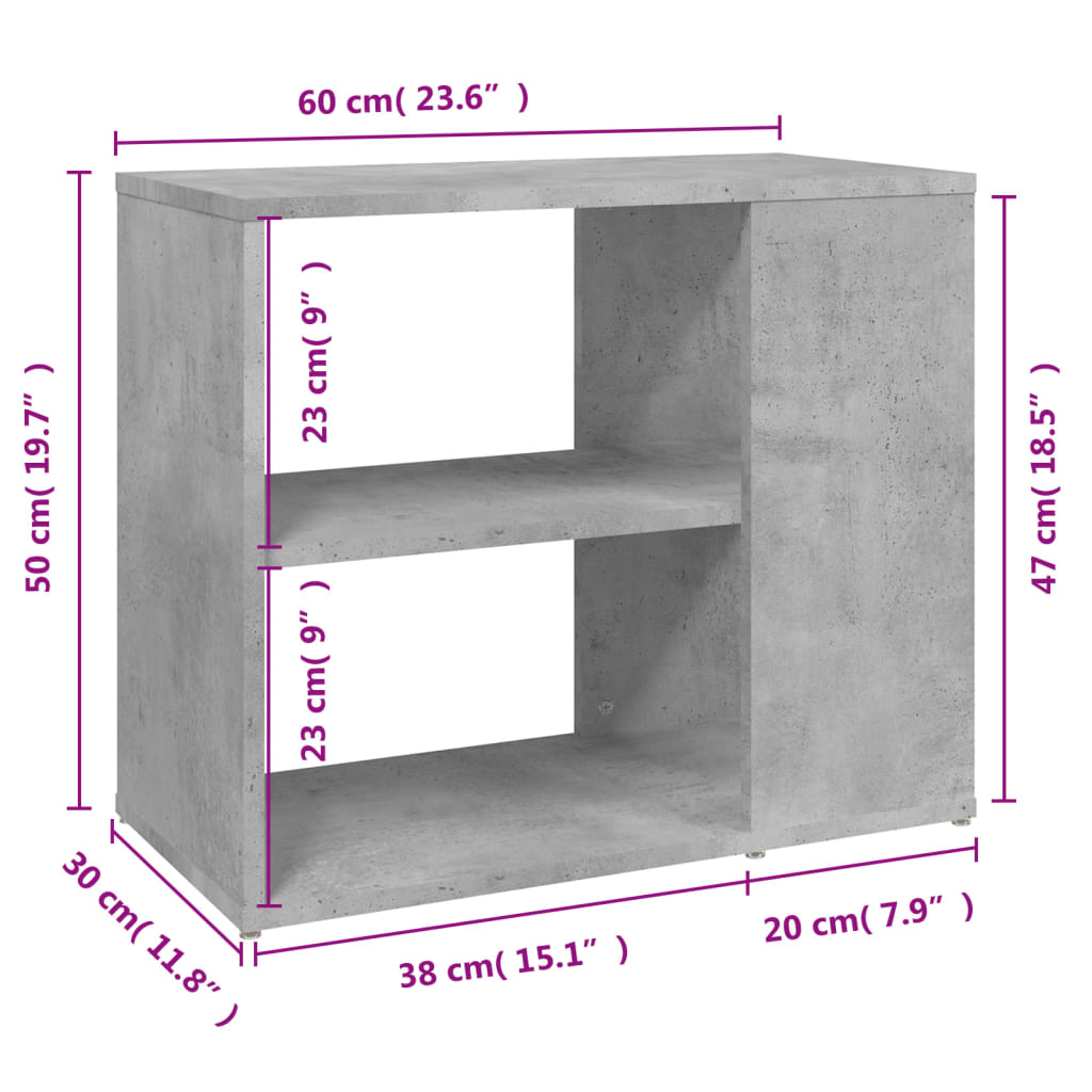 Armoire latérale Gris béton 60x30x50 cm Aggloméré