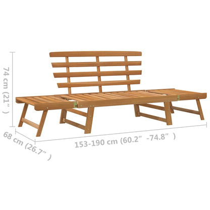 Banc de jardin 2-en-1 190 cm Bois solide d'acacia