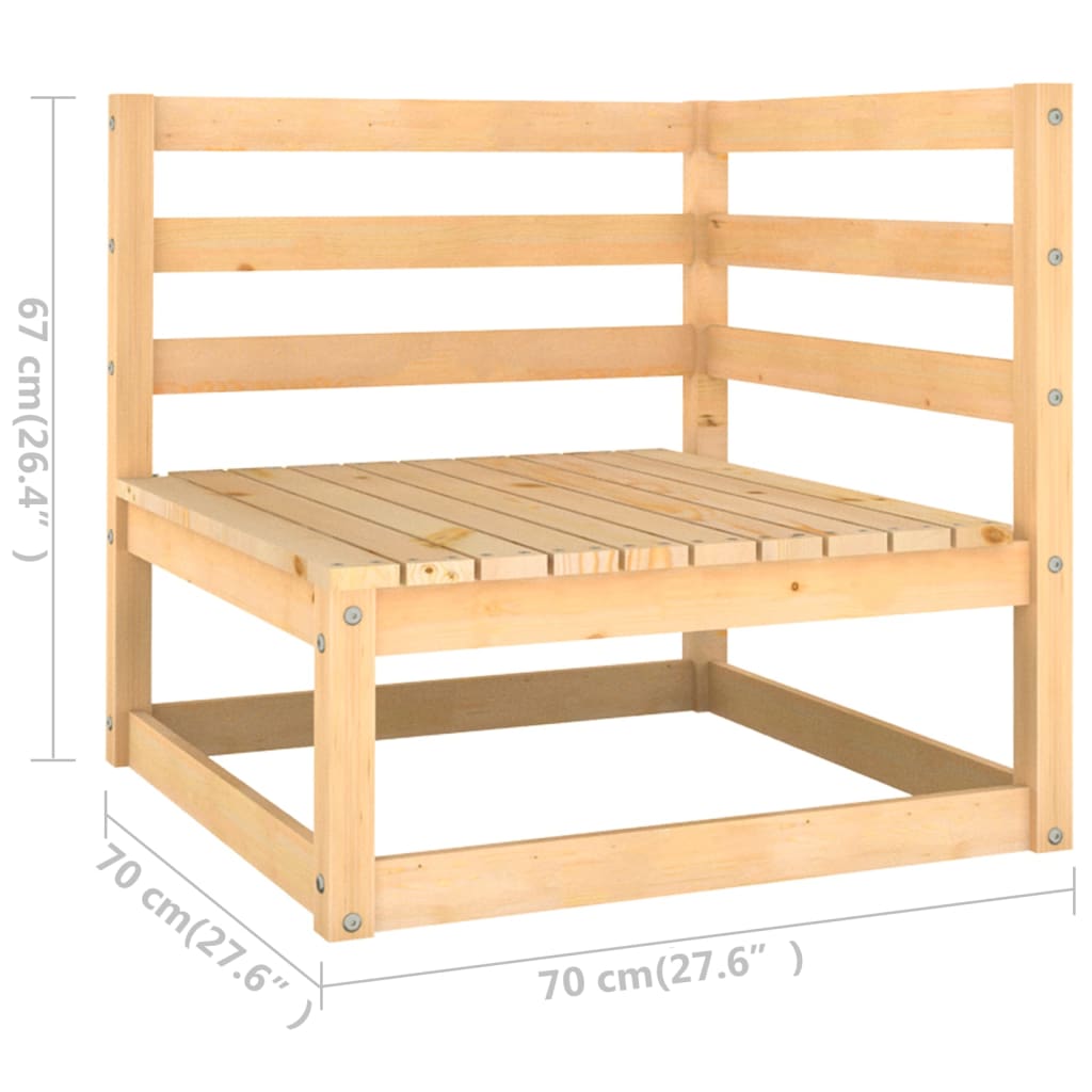 Canapés d'angle de jardin 2pcs avec coussins Bois de pin massif