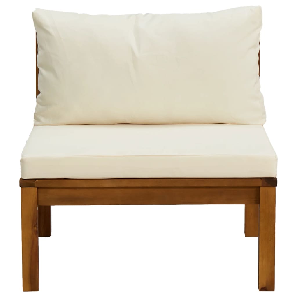 Ensemble de canapés 2 pcs et coussins blanc crème Acacia solide