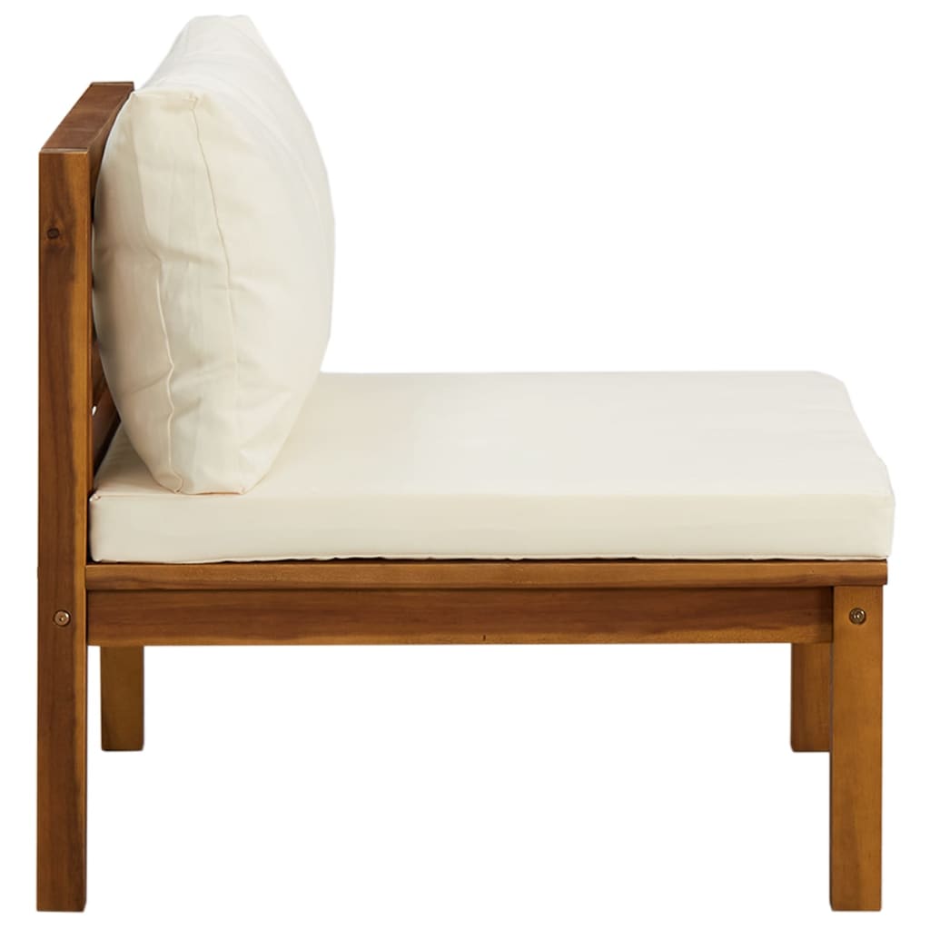 Ensemble de canapés 2 pcs et coussins blanc crème Acacia solide