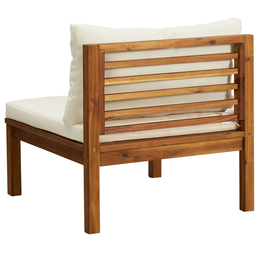 Ensemble de canapés 2 pcs et coussins blanc crème Acacia solide