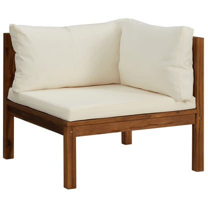 Canapé d'angle sectionnel et coussin blanc crème Bois d'acacia