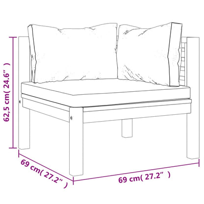 Canapé d'angle sectionnel et coussin blanc crème Bois d'acacia